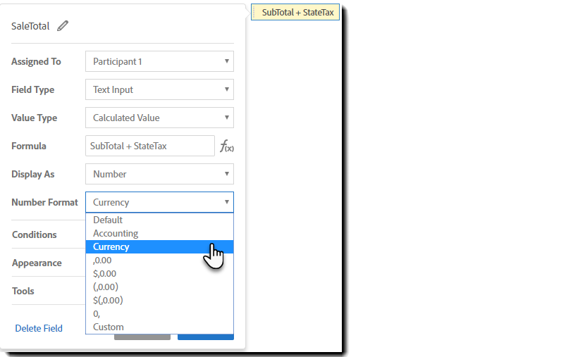 Add calculated fields to a form